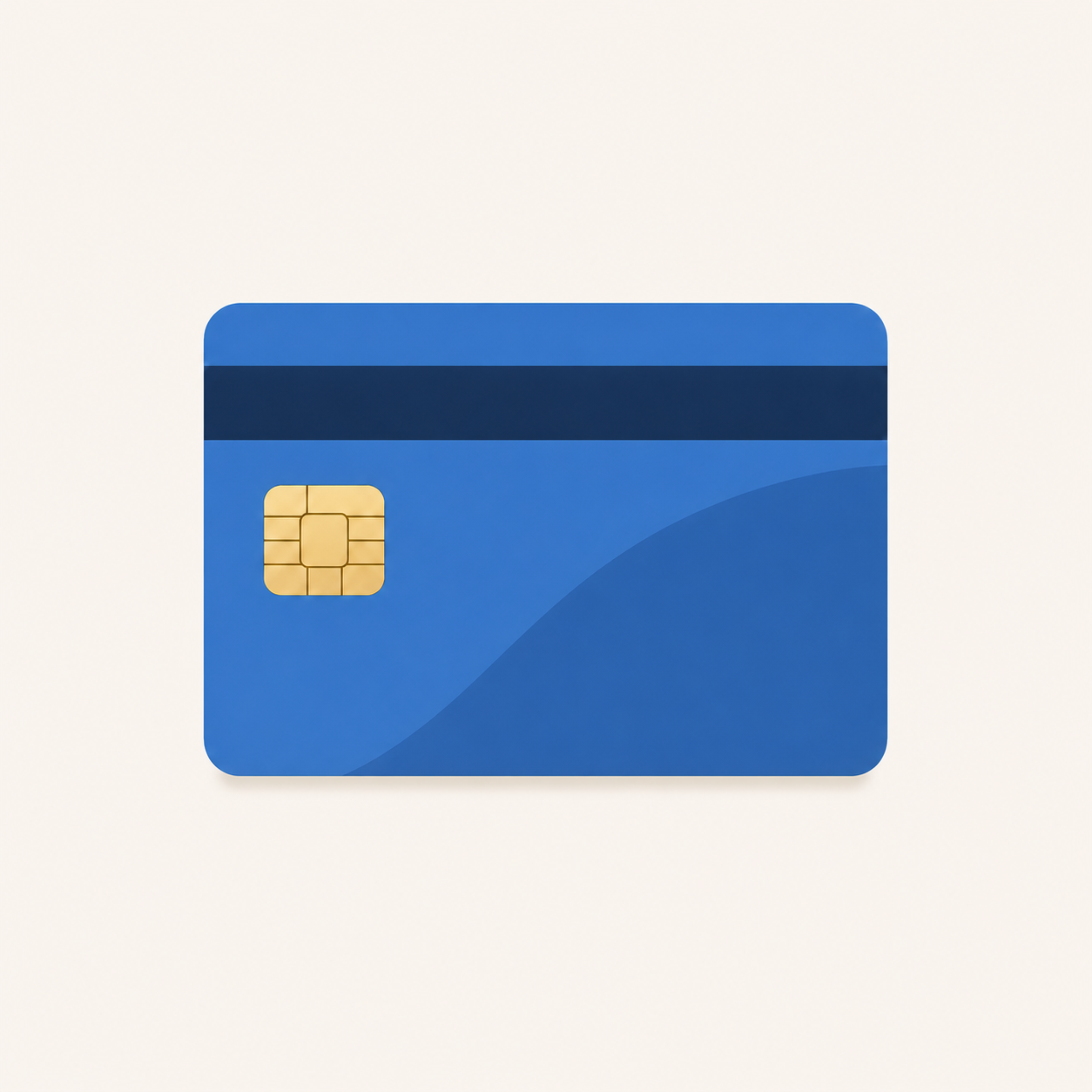 Blue payment card with a gold chip.