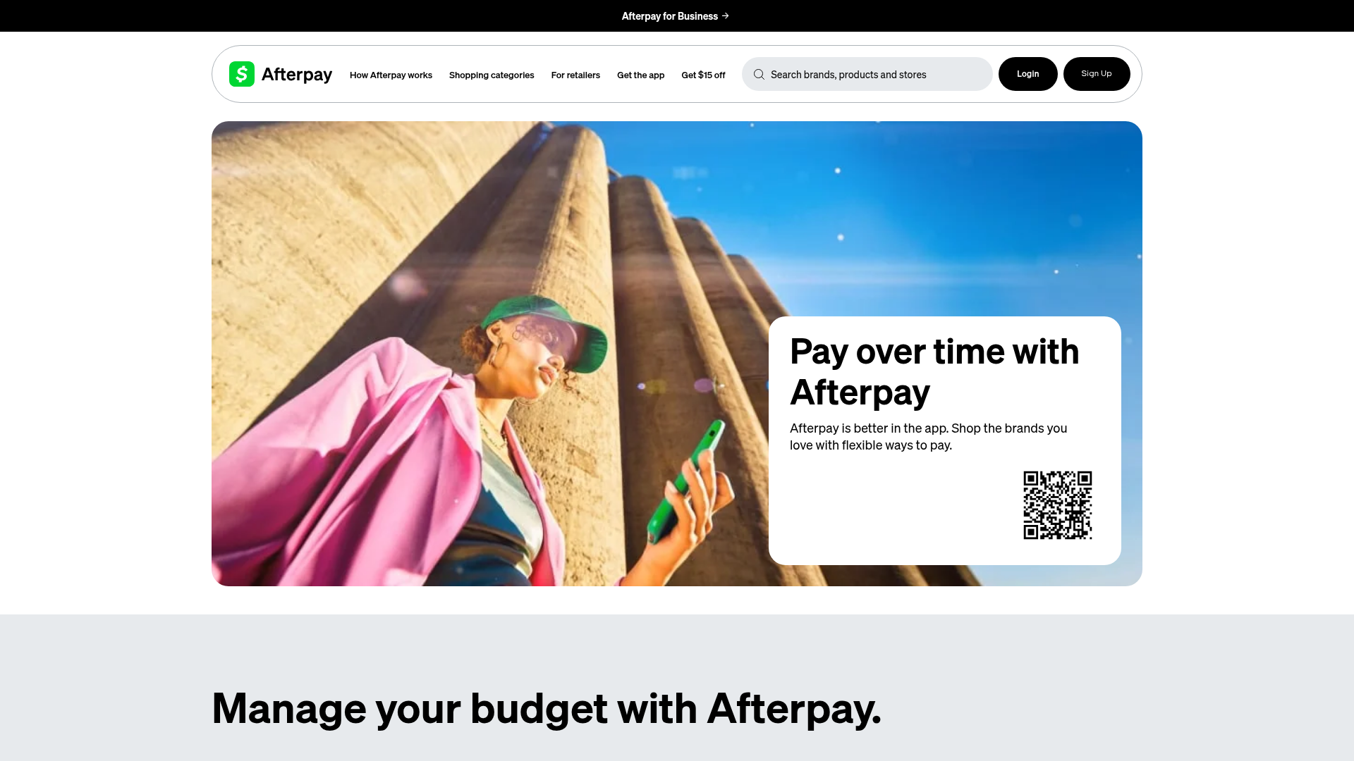 Screenshot of https://www.afterpay.com