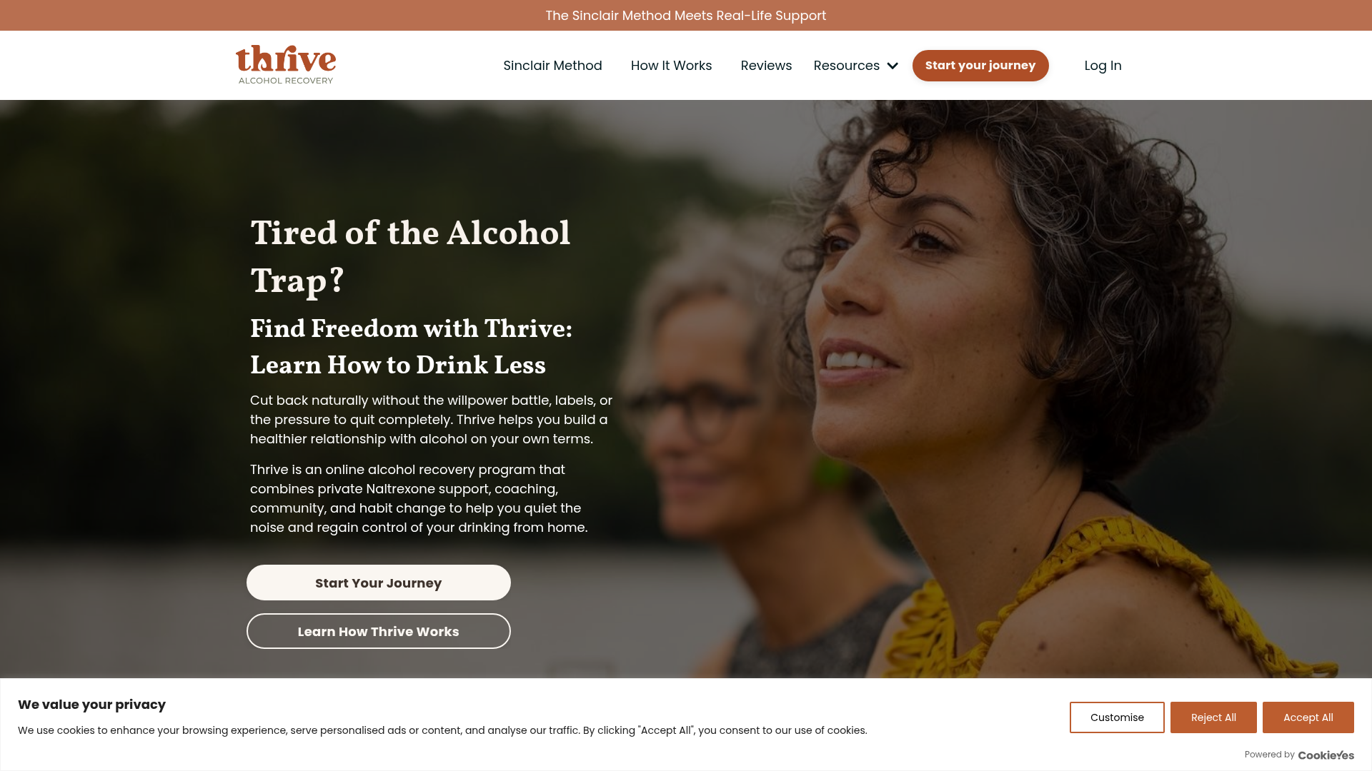 Screenshot of https://thrivealcoholrecovery.com