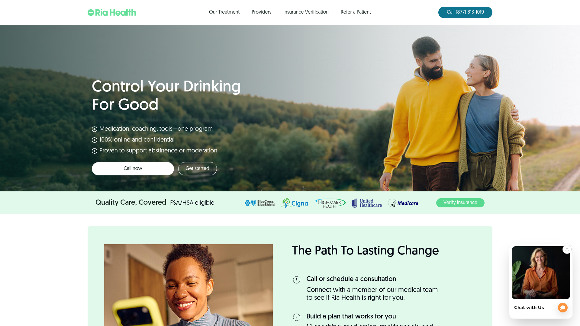 Screenshot of https://riahealth.com