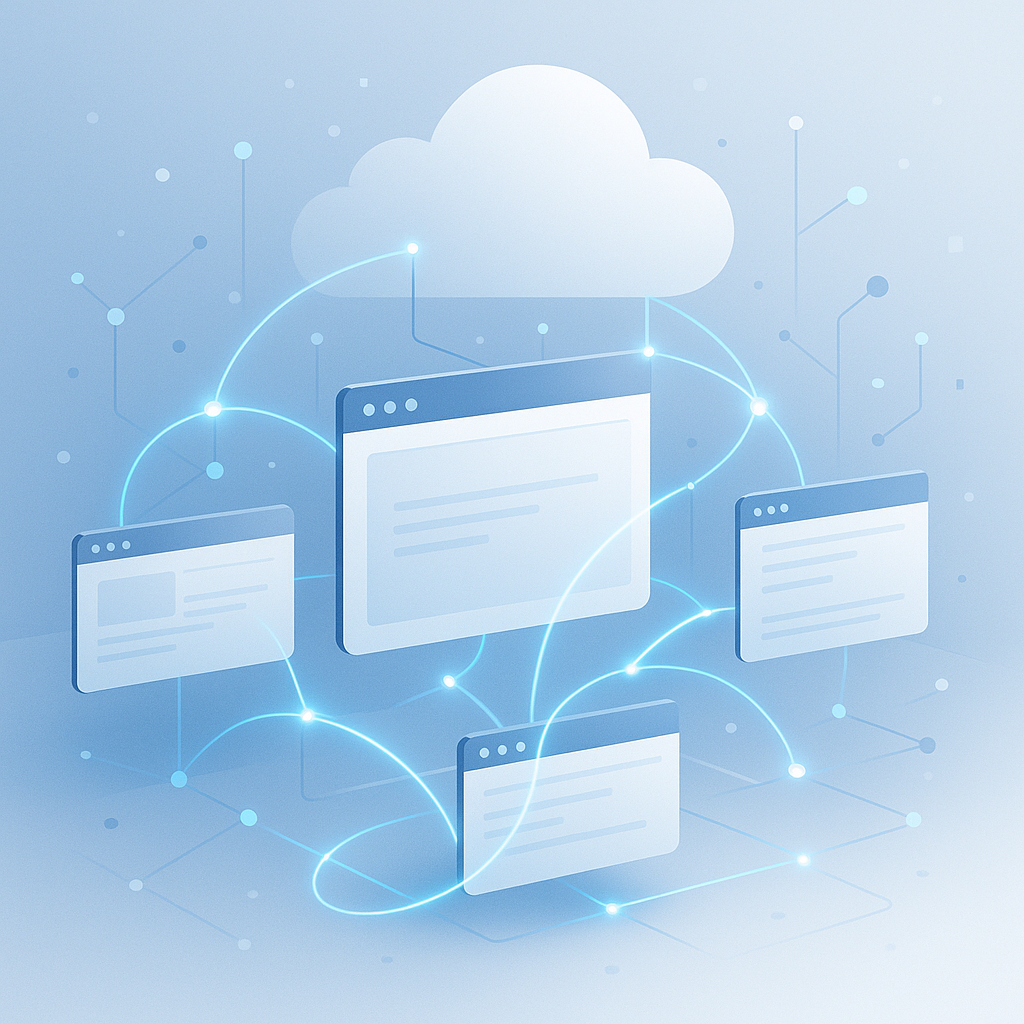 Serverless browser automation architecture showing managed headless browsers in cloud infrastructure